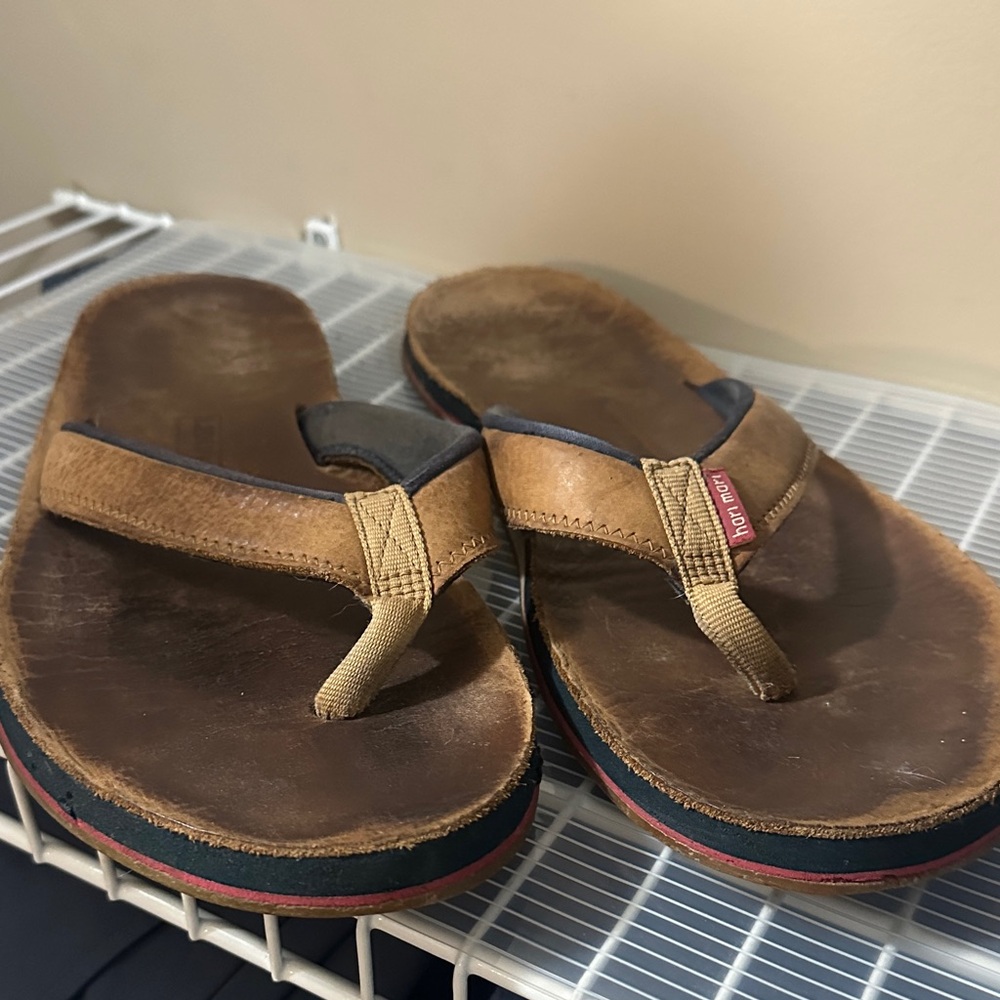 Hari Mari Brown Leather Flip Flops 12US